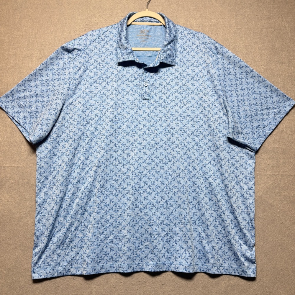 Johnston & Murphy XC4 Mens XXXL Blue‎ Airplane Print Performance Polo Shirt 3XL